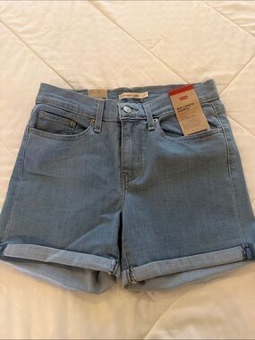 Levi's Light Blue Rolled Hem Mid-Length Denim Shorts